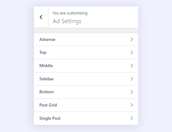 Simplified Ad Settings