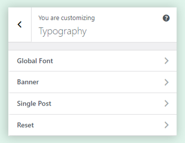 Global Typography Options