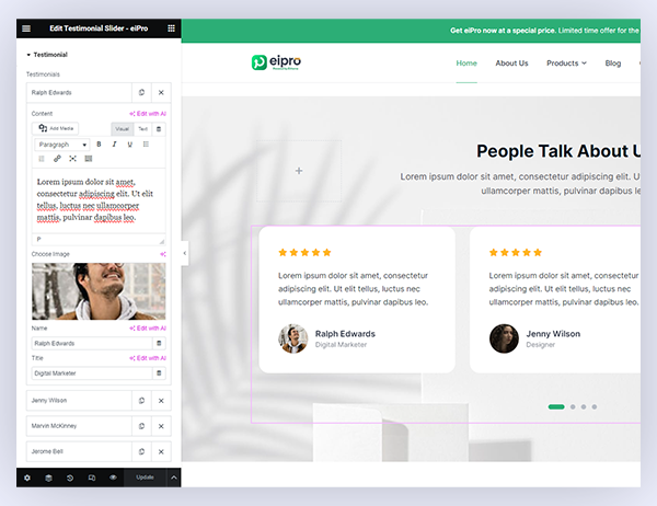 Testimonials Widget for Elementor