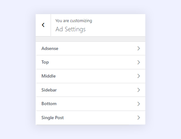 Simplified Ad Settings