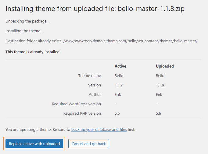 Update Theme Bello - Manual 5