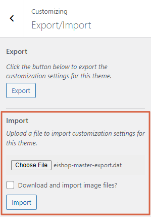 Customizer Import